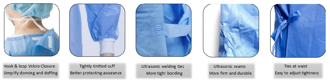 Non-Woven Disposable SMS Sterile Reinforced Surgical Gowns