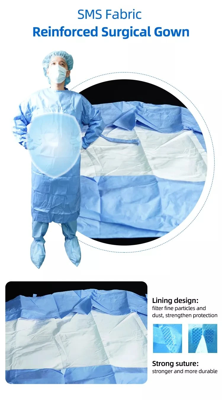 Reinforced Gowns AAMI Level3 Eo Isolation Sterile Disposable Surgical Gown