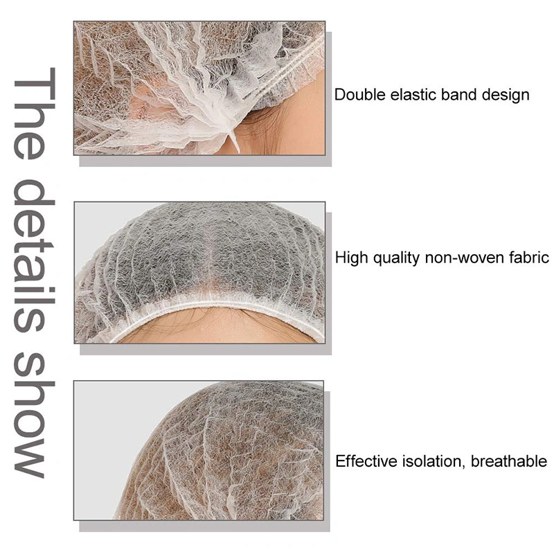 Disposable Hair Net Cap PP Non Woven Clip Cap Bouffant Cap Mop Cap