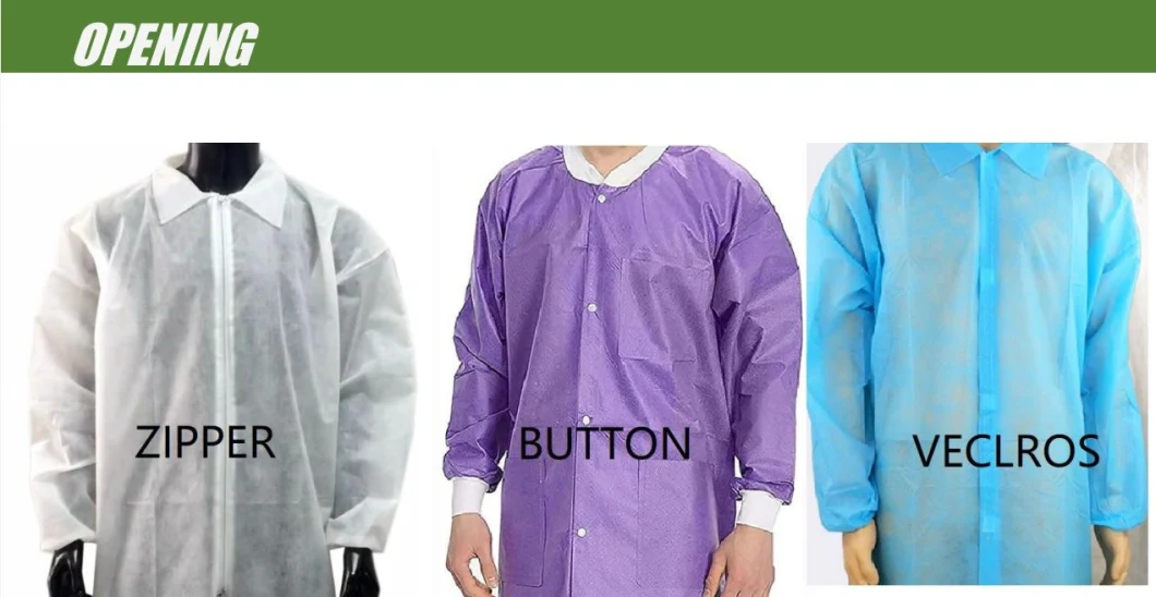 Disposable Non Woven Long Sleeve Protective Lab Coat with Collar