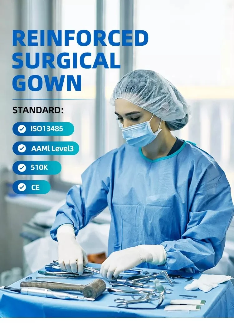 SMS Non Woven Gown Medical Protective Clothing Reinforced Surgical Fluid-Resistant Disposable Gowns
