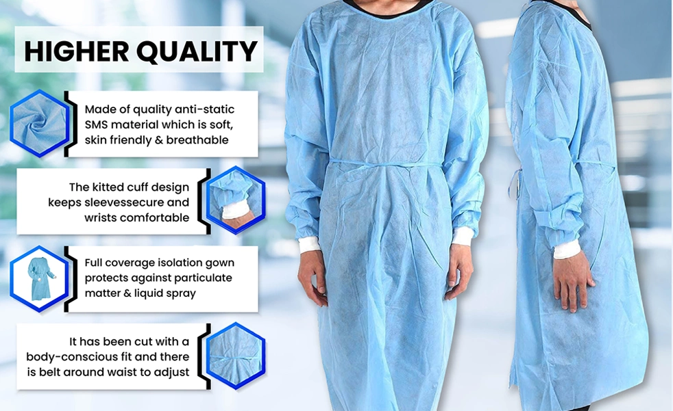 Disposable Medical Supplies Surgical Apron Isolation Gown for Hospital Laboratory Healthcare