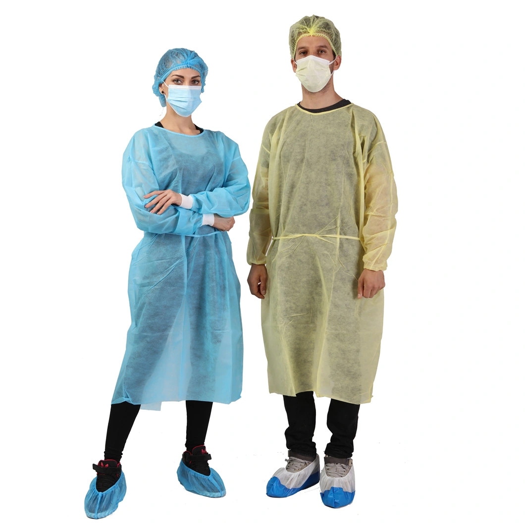 Standard Reinforced Gown Elastic Cuff Waterproof Disposable Surgical Non Woven CPE Gown