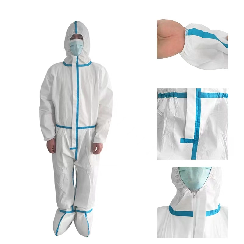 65g White Disposable Protective Suit with Foot Coversantibacterial, Waterproof and Breathable