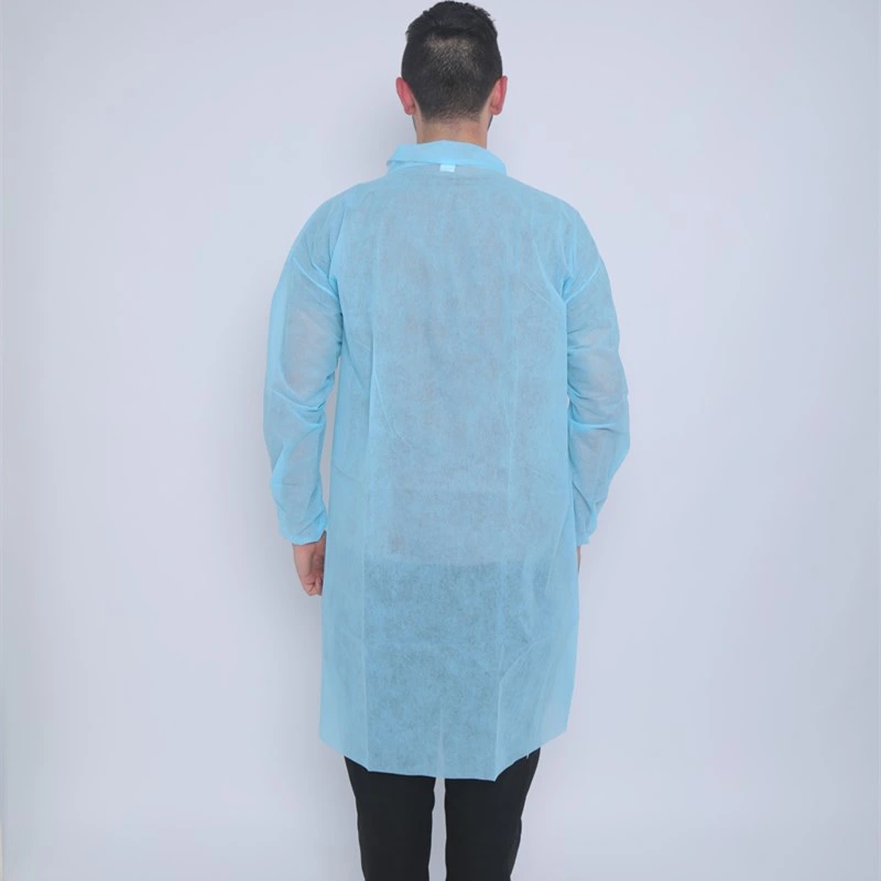 SMS Fabric Disposable Lab Coats with Knit Cuff and Collar