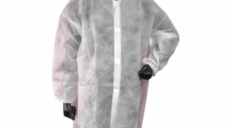 Disposable Non Woven Long Sleeve Protective Lab Coat with Collar