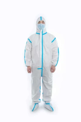 65g White Disposable Protective Suit with Foot Coversantibacterial, Waterproof and Breathable