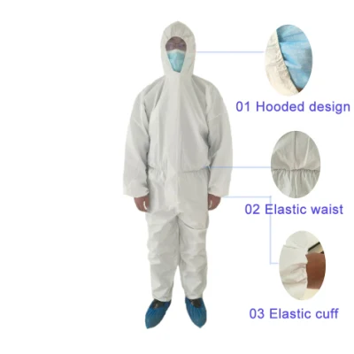 Non-Woven Coverall PPE Isolation Gown Anti-Static Disposable Protection Custom White Cleanroom ESD Suit