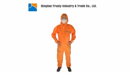 SMS 45GSM Anti Static L to 3XL Full Body Waterproof PPE Kits Disposable Hooded Overall