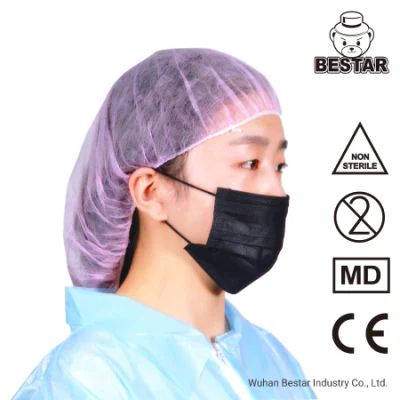 CE Certified Nonwoven Disposable Type Iir En14683 Bfe99% Surgical Medical Black Civil Face Mask with Earloop China White List Supplier