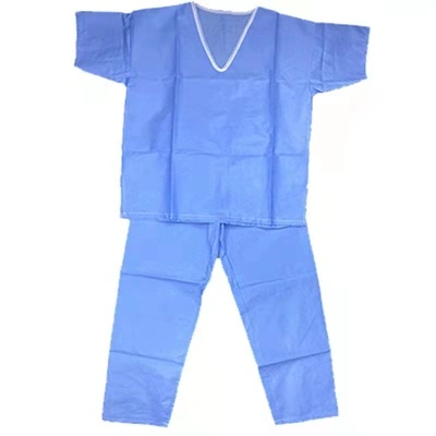 Top Quality Disposable Hospital Doctors Patient Uniform Medical V-Neck Scrub Suit