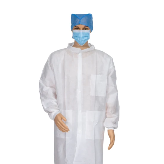 Disposable Nonwoven PP Lab Coat with Pockets