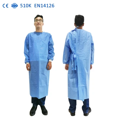 Cheap Price Disposable Waterproof SMS SMMS Nonwoven Level 4 Waterproof Surgeon Gown Reinforced ANSI/AAMI Sterile Surgical Isolation Gown FDA, CE, En14126