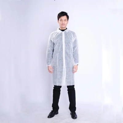Disposable Use PP/SMS/MP/Lab Coat with Snaps with Different Style Collar Prevent Dust Adult Factory Use Dust Coat