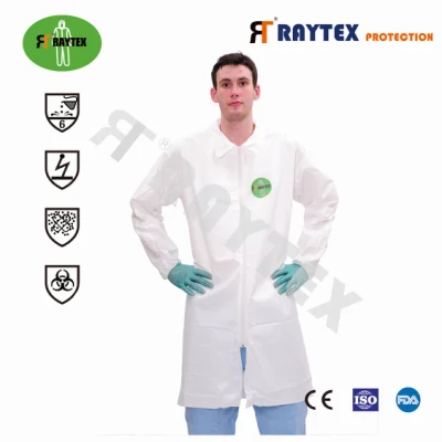 White Disposable Microporous Lab Coat